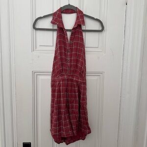 Urban Outfitters Red Plaid Halter Romper Size M